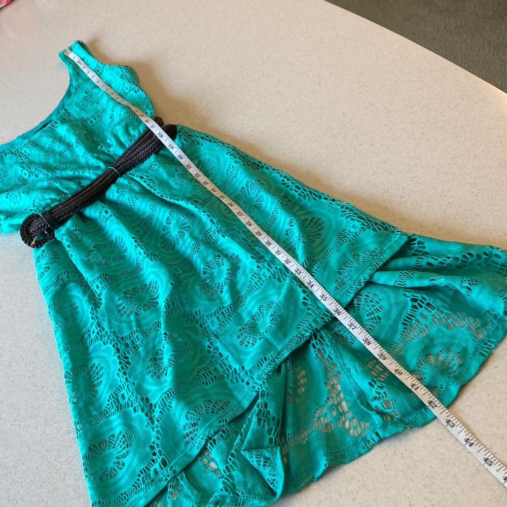AUW Turquoise Lace Asymmetrical Dress NWOT Women Size Medium - Picture 12 of 15